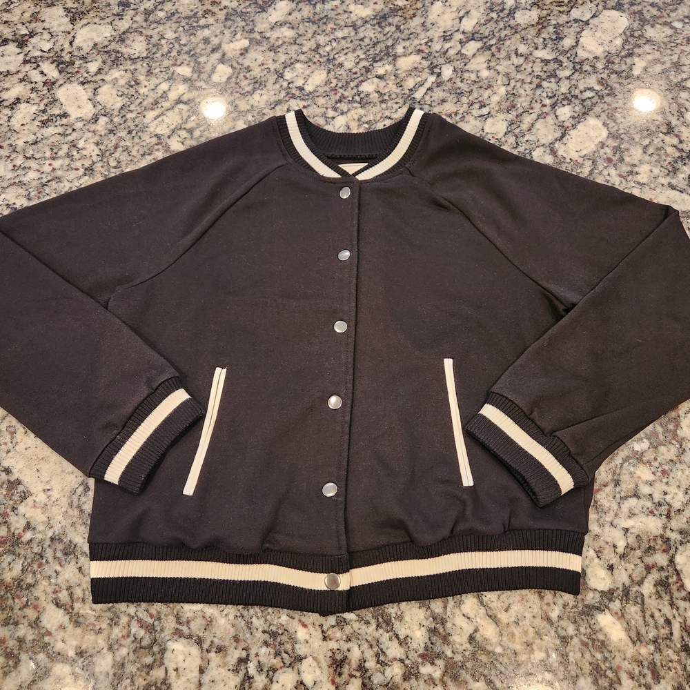 SO Women's Black and White Retro Varsity Jacket